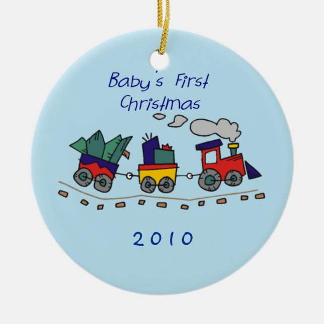 Baby's First Christmas Choo-Choo Train Ceramic Tree Decoration (Front)