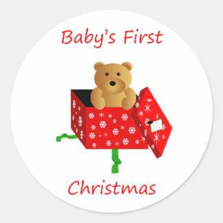 Baby's First Christmas Classic Round Sticker