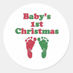 Baby's First Christmas Classic Round Sticker