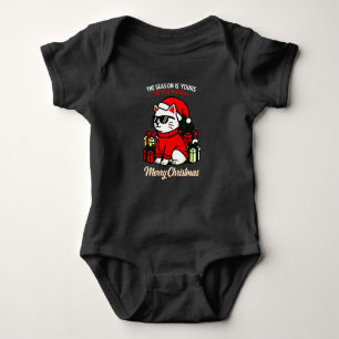 Baby's First Christmas Cool Cat funny kitten Baby Bodysuit