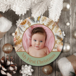 Baby's First Christmas Custom Baby Photo Ceramic Ornament