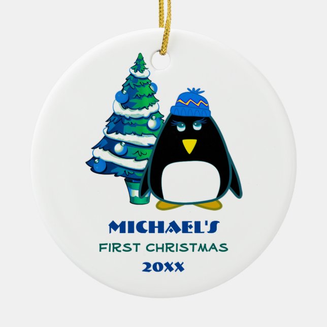 Baby's First Christmas Custom Christmas  Ceramic Tree Decoration (Front)