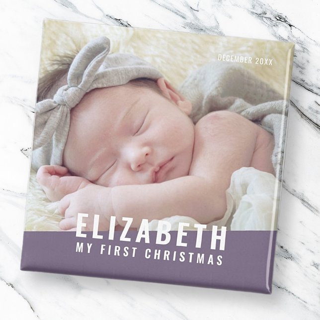 Baby's First Christmas Custom Modern Photo Year Magnet (Creator Uploaded)