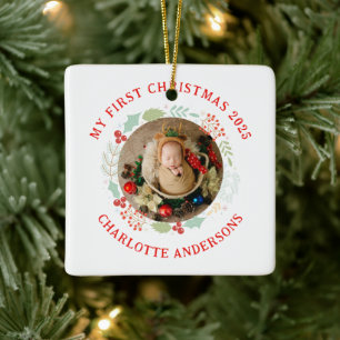 Baby's First Christmas Custom Name Ceramic Ornament