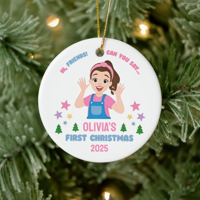 Baby's First Christmas Custom Name Ceramic Ornament (Tree)