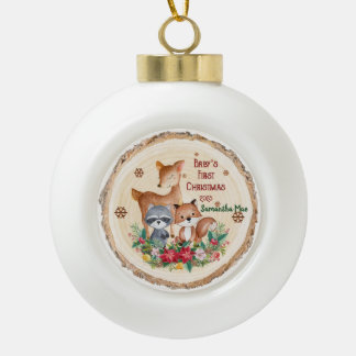 Baby's First Christmas Custom Name Keepsake Ceramic Ball Christmas Ornament