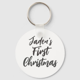 Baby's First Christmas custom name ornament Key Ring