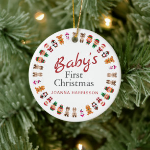 Baby's First Christmas Custom Name Photo Ceramic Ornament