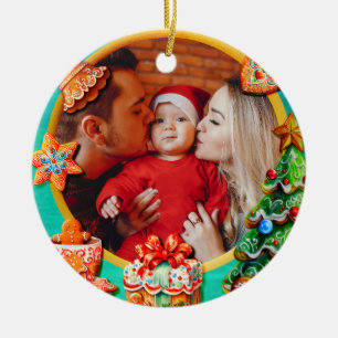 Baby's First Christmas Custom Name Photo Keepsake Ceramic Ornament