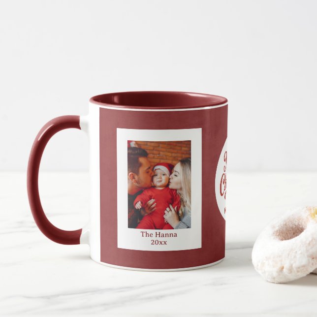 Baby's First Christmas Custom Name Photo Keepsake Mug (With Donut)
