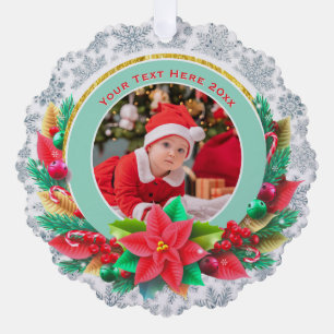 Baby's First Christmas Custom Name Photo Keepsake Tree Decoration Card