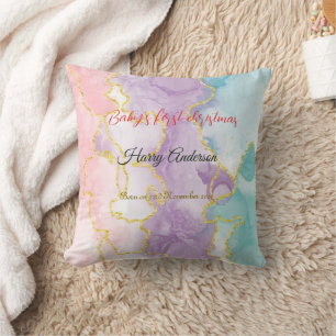Baby's first Christmas custom photo behind Cushion