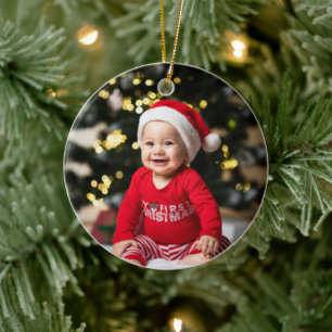 Baby's First Christmas Custom Photo Ceramic Ornament