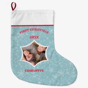Baby's First Christmas Custom Photo Large Christmas Stocking