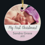 Baby's First Christmas, Custom Photo Ornament<br><div class="desc">Product Name: "Cherished Moments: Baby's First Christmas Custom Photo Ornament" Product Description: Celebrate the joyous occasion of your baby's first Christmas with the "Cherished Moments: Baby's First Christmas Custom Photo Ornament." This ornament is more than just a holiday decoration; it's a treasured keepsake that will hold a special place on...</div>