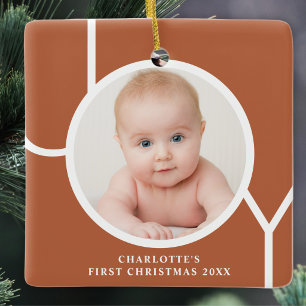 Baby's First Christmas Custom Photo Terracotta Ceramic Ornament