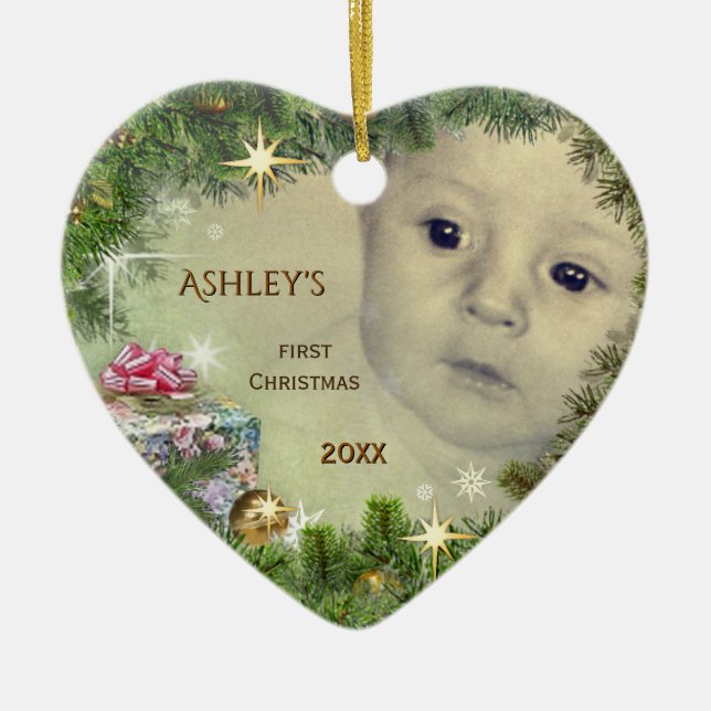 Baby's First Christmas (customisable) Ceramic Ornament (Front)
