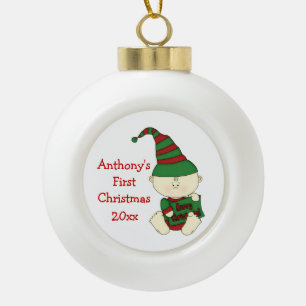 Baby's First Christmas-Customise Name/Year Ceramic Ball Christmas Ornament