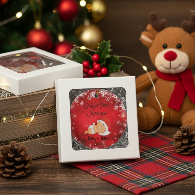Baby's First Christmas , customize baby's name Ceramic Ornament (Creator Uploaded)