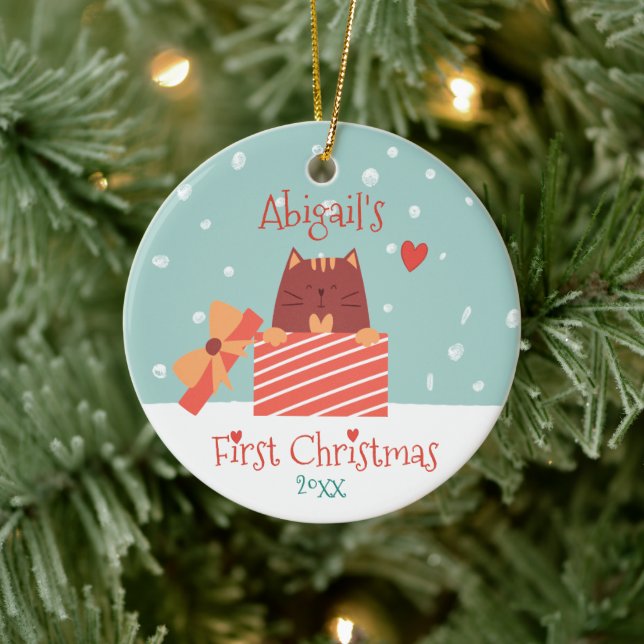Baby's First Christmas -  Cute Baby Cat  Ceramic Ornament (Tree)