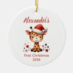 Baby's first Christmas cute Giraffe baby Animal Ceramic Ornament