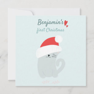 Baby's First Christmas Cute Kitten w. Santa Hats Holiday Card