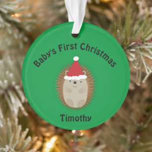 Baby's First Christmas Cute Santa Hedgehog Ornament