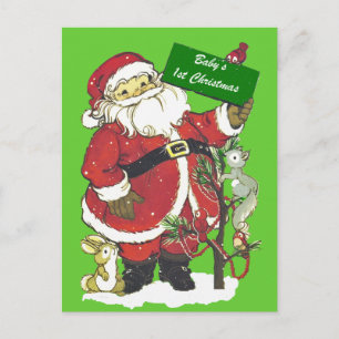 Baby's First Christmas Cute Santa Holiday Postcard