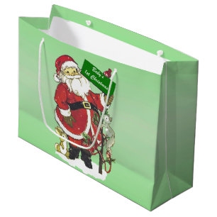Baby's First Christmas Cute Santa Sign Large Gift Bag