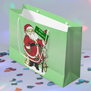 Baby's First Christmas Cute Santa Sign Large Gift Bag