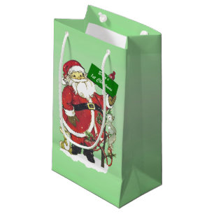 Baby's First Christmas Cute Santa Sign Small Gift Bag