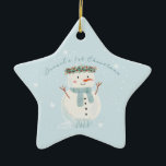 Baby's First Christmas Cute Snowman and Snowflake Ceramic Ornament<br><div class="desc">🎄 Check out our heartwarming Christmas ornament design, beautifully highlighting a hand-painted watercolor snowman amidst a dance of gentle snowflakes. There's a cosy nook for you to personalise with your baby boy's name and feature a beloved photo. It's the quintessential memento for your little one's first festive season or any...</div>