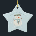 Baby's First Christmas Cute Snowman and Snowflake Ceramic Ornament<br><div class="desc">🎄 Check out our heartwarming Christmas ornament design, beautifully highlighting a hand-painted watercolor snowman amidst a dance of gentle snowflakes. There's a cosy nook for you to personalise with your baby boy's name and feature a beloved photo. It's the quintessential memento for your little one's first festive season or any...</div>