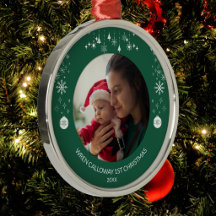 Baby's First Christmas Elegant Custom Photo Name