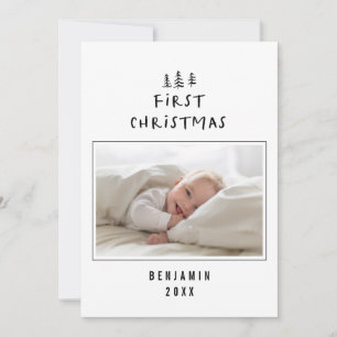 babys first christmas elegant drawn tree photo holiday card