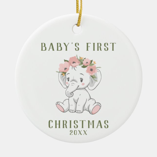  Baby's First Christmas Elephant Ornament (Front)