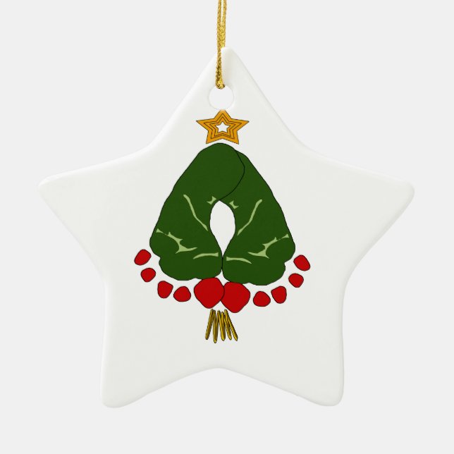 Baby's First Christmas Footprint Tree Ceramic Ornament (Front)