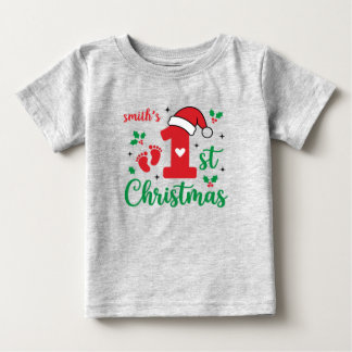 Baby's First Christmas Footprints Toddler T-Shirt