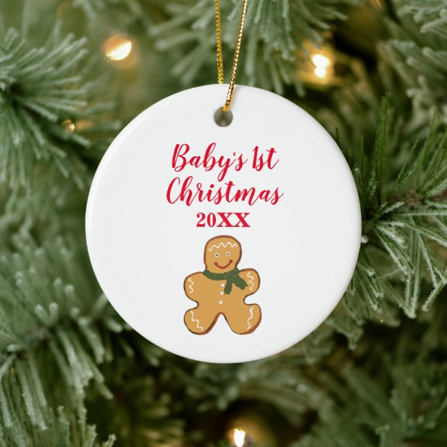 Baby's First Christmas Gingerbread Man Ceramic Ornament (Tree)