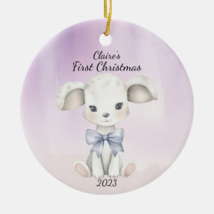 Baby's First Christmas Goat Personalised Ceramic Ornament