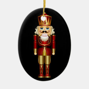Baby's First Christmas Gold Nutcracker Ceramic Ornament