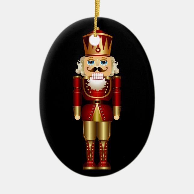 Baby's First Christmas Gold Nutcracker  Ceramic Ornament (Front)