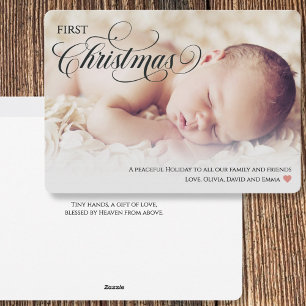 Baby's First Christmas Heart Flat Holiday Card
