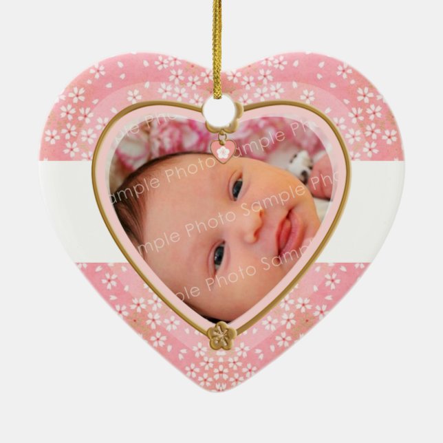 Baby's First Christmas Heart Frame Ceramic Ornament (Back)