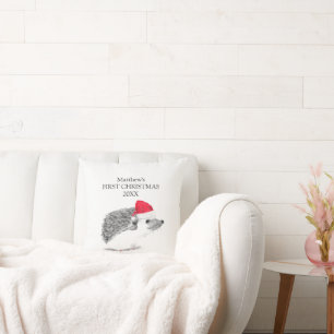 Baby's First Christmas Hedgehog Forest Boy Cushion