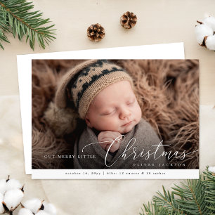 Baby's First Christmas Holiday Baby Birth Photo Announcement