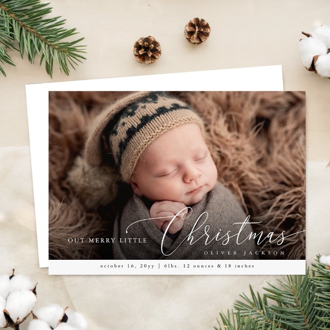 Baby's First Christmas Holiday Baby Birth Photo Announcement (Creator Uploaded)