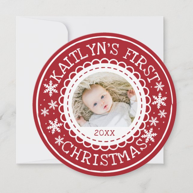 Baby's First Christmas Holiday Birth Announcement (Front)