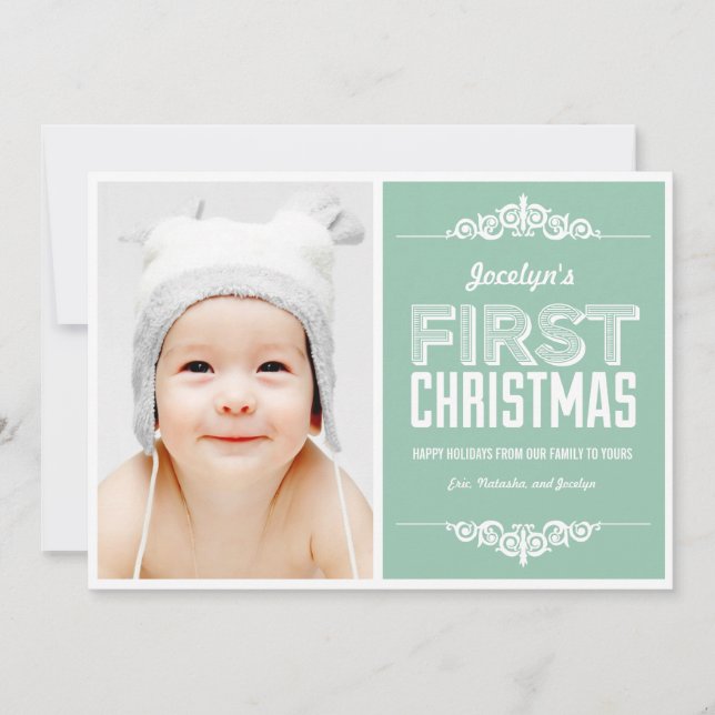 Baby's First Christmas Holiday Cards - Basil (Front)