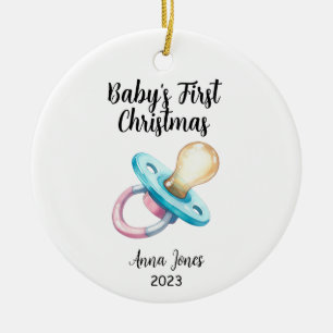 Baby's First Christmas Holiday Pacifier Ceramic Ornament